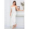 imageALCEA ROSEA Womens Silky Slip Dress Cowl Neck Satin Georgette Gown Cross Tie Long Maxi Dress for Wedding Cocktail Party 5736White