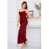 imageALCEA ROSEA Womens Silky Slip Dress Cowl Neck Satin Georgette Gown Cross Tie Long Maxi Dress for Wedding Cocktail Party 5736Wine