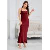 imageALCEA ROSEA Womens Silky Slip Dress Cowl Neck Satin Georgette Gown Cross Tie Long Maxi Dress for Wedding Cocktail Party 5736Wine