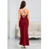 imageALCEA ROSEA Womens Silky Slip Dress Cowl Neck Satin Georgette Gown Cross Tie Long Maxi Dress for Wedding Cocktail Party 5736Wine