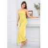 imageALCEA ROSEA Womens Silky Slip Dress Cowl Neck Satin Georgette Gown Cross Tie Long Maxi Dress for Wedding Cocktail Party 5736Yellow