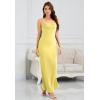 imageALCEA ROSEA Womens Silky Slip Dress Cowl Neck Satin Georgette Gown Cross Tie Long Maxi Dress for Wedding Cocktail Party 5736Yellow