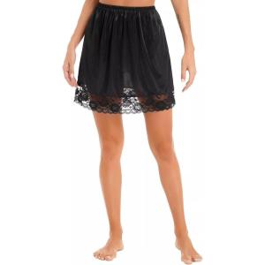 imageALCEA ROSEA Half Slips for Women Under Dresses Skirt Extenders Skirt Womens Half Slip Satin Anti Static Lace UnderskirtBlack40