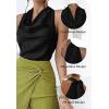 imageALCEA ROSEA Womens Silky Satin Camisole Halter Wrap Tie Back Cowl Neck Sleeveless Draped Backless Blouse Tank Top 1888Black