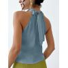 imageALCEA ROSEA Womens Silky Satin Camisole Halter Wrap Tie Back Cowl Neck Sleeveless Draped Backless Blouse Tank Top 1888Blue