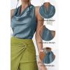 imageALCEA ROSEA Womens Silky Satin Camisole Halter Wrap Tie Back Cowl Neck Sleeveless Draped Backless Blouse Tank Top 1888Blue