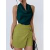 imageALCEA ROSEA Womens Silky Satin Camisole Halter Wrap Tie Back Cowl Neck Sleeveless Draped Backless Blouse Tank Top 1888Dark Green