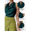 imageALCEA ROSEA Womens Silky Satin Camisole Halter Wrap Tie Back Cowl Neck Sleeveless Draped Backless Blouse Tank Top 1888Dark Green
