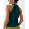 imageALCEA ROSEA Womens Silky Satin Camisole Halter Wrap Tie Back Cowl Neck Sleeveless Draped Backless Blouse Tank Top 1888Dark Green