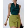 imageALCEA ROSEA Womens Silky Satin Camisole Halter Wrap Tie Back Cowl Neck Sleeveless Draped Backless Blouse Tank Top 1888Dark Green