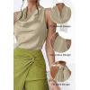 imageALCEA ROSEA Womens Silky Satin Camisole Halter Wrap Tie Back Cowl Neck Sleeveless Draped Backless Blouse Tank Top 1888Milk Tea