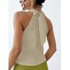 imageALCEA ROSEA Womens Silky Satin Camisole Halter Wrap Tie Back Cowl Neck Sleeveless Draped Backless Blouse Tank Top 1888Milk Tea