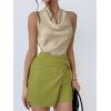 imageALCEA ROSEA Womens Silky Satin Camisole Halter Wrap Tie Back Cowl Neck Sleeveless Draped Backless Blouse Tank Top 1888Milk Tea