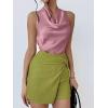 imageALCEA ROSEA Womens Silky Satin Camisole Halter Wrap Tie Back Cowl Neck Sleeveless Draped Backless Blouse Tank Top 1888Pale Pink