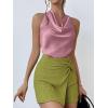 imageALCEA ROSEA Womens Silky Satin Camisole Halter Wrap Tie Back Cowl Neck Sleeveless Draped Backless Blouse Tank Top 1888Pale Pink