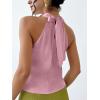 imageALCEA ROSEA Womens Silky Satin Camisole Halter Wrap Tie Back Cowl Neck Sleeveless Draped Backless Blouse Tank Top 1888Pale Pink