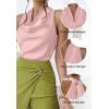 imageALCEA ROSEA Womens Silky Satin Camisole Halter Wrap Tie Back Cowl Neck Sleeveless Draped Backless Blouse Tank Top 1888Pink