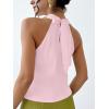 imageALCEA ROSEA Womens Silky Satin Camisole Halter Wrap Tie Back Cowl Neck Sleeveless Draped Backless Blouse Tank Top 1888Pink