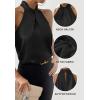 imageALCEA ROSEA Womens Silky Satin Camisole Top Twist Front Halter Sleeveless Satin Blouse Keyhole Back Tank Top 1889Black