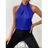imageALCEA ROSEA Womens Silky Satin Camisole Top Twist Front Halter Sleeveless Satin Blouse Keyhole Back Tank Top 1889Blue