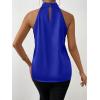 imageALCEA ROSEA Womens Silky Satin Camisole Top Twist Front Halter Sleeveless Satin Blouse Keyhole Back Tank Top 1889Blue