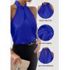 imageALCEA ROSEA Womens Silky Satin Camisole Top Twist Front Halter Sleeveless Satin Blouse Keyhole Back Tank Top 1889Blue