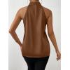 imageALCEA ROSEA Womens Silky Satin Camisole Top Twist Front Halter Sleeveless Satin Blouse Keyhole Back Tank Top 1889Brown