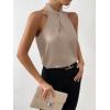 imageALCEA ROSEA Womens Silky Satin Camisole Top Twist Front Halter Sleeveless Satin Blouse Keyhole Back Tank Top 1889Champagne