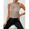 imageALCEA ROSEA Womens Silky Satin Camisole Top Twist Front Halter Sleeveless Satin Blouse Keyhole Back Tank Top 1889Champagne