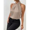 imageALCEA ROSEA Womens Silky Satin Camisole Top Twist Front Halter Sleeveless Satin Blouse Keyhole Back Tank Top 1889Champagne