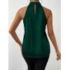 imageALCEA ROSEA Womens Silky Satin Camisole Top Twist Front Halter Sleeveless Satin Blouse Keyhole Back Tank Top 1889Dark Green