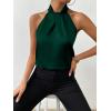 imageALCEA ROSEA Womens Silky Satin Camisole Top Twist Front Halter Sleeveless Satin Blouse Keyhole Back Tank Top 1889Dark Green