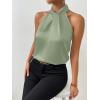 imageALCEA ROSEA Womens Silky Satin Camisole Top Twist Front Halter Sleeveless Satin Blouse Keyhole Back Tank Top 1889Light Green