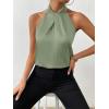 imageALCEA ROSEA Womens Silky Satin Camisole Top Twist Front Halter Sleeveless Satin Blouse Keyhole Back Tank Top 1889Light Green