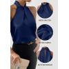 imageALCEA ROSEA Womens Silky Satin Camisole Top Twist Front Halter Sleeveless Satin Blouse Keyhole Back Tank Top 1889Navy