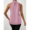 imageALCEA ROSEA Womens Silky Satin Camisole Top Twist Front Halter Sleeveless Satin Blouse Keyhole Back Tank Top 1889Pink