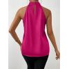 imageALCEA ROSEA Womens Silky Satin Camisole Top Twist Front Halter Sleeveless Satin Blouse Keyhole Back Tank Top 1889Rose