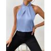 imageALCEA ROSEA Womens Silky Satin Camisole Top Twist Front Halter Sleeveless Satin Blouse Keyhole Back Tank Top 1889Sky Blue