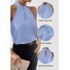 imageALCEA ROSEA Womens Silky Satin Camisole Top Twist Front Halter Sleeveless Satin Blouse Keyhole Back Tank Top 1889Sky Blue