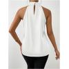 imageALCEA ROSEA Womens Silky Satin Camisole Top Twist Front Halter Sleeveless Satin Blouse Keyhole Back Tank Top 1889White