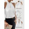 imageALCEA ROSEA Womens Silky Satin Camisole Top Twist Front Halter Sleeveless Satin Blouse Keyhole Back Tank Top 1889White