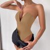 imageALCEA ROSEA Womens Strapless Bodysuit Sexy Deep V Neck Thong Tummy Control Shapewear with Underwire 1839Beige1838