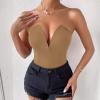 imageALCEA ROSEA Womens Strapless Bodysuit Sexy Deep V Neck Thong Tummy Control Shapewear with Underwire 1839Beige1838