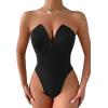 imageALCEA ROSEA Womens Strapless Bodysuit Sexy Deep V Neck Thong Tummy Control Shapewear with Underwire 1839Black1838