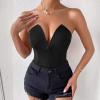 imageALCEA ROSEA Womens Strapless Bodysuit Sexy Deep V Neck Thong Tummy Control Shapewear with Underwire 1839Black1838