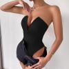 imageALCEA ROSEA Womens Strapless Bodysuit Sexy Deep V Neck Thong Tummy Control Shapewear with Underwire 1839Black1838