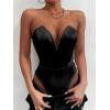 imageALCEA ROSEA Womens Strapless Bodysuit Sexy Deep V Neck Thong Tummy Control Shapewear with Underwire 1839Black1839