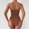 imageALCEA ROSEA Womens Strapless Bodysuit Sexy Deep V Neck Thong Tummy Control Shapewear with Underwire 1839Brown1838