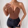 imageALCEA ROSEA Womens Strapless Bodysuit Sexy Deep V Neck Thong Tummy Control Shapewear with Underwire 1839Brown1838