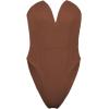 imageALCEA ROSEA Womens Strapless Bodysuit Sexy Deep V Neck Thong Tummy Control Shapewear with Underwire 1839Brown1838